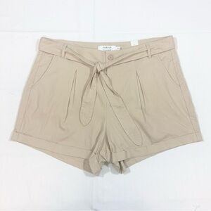 New Torrid Women’s Sz 18 Pleated Linen Blend Lined Shorts Belted Stretchy Khaki